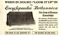 1913 advert for the Encyclopaedia Britannica